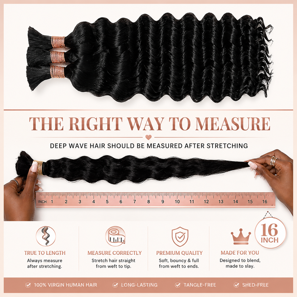 Boho Hair Bulk Virgin Remy Human Hair for Boho Braids, Deep Wave Bulk for Braiding Bohemian Knotless Braids 100g #1B Natural Color