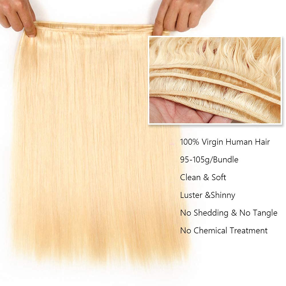 100% Virgin Human Hair Blonde Color #613 Straight Hair Bundles Silky Soft Brazilian Hair Weft 100g