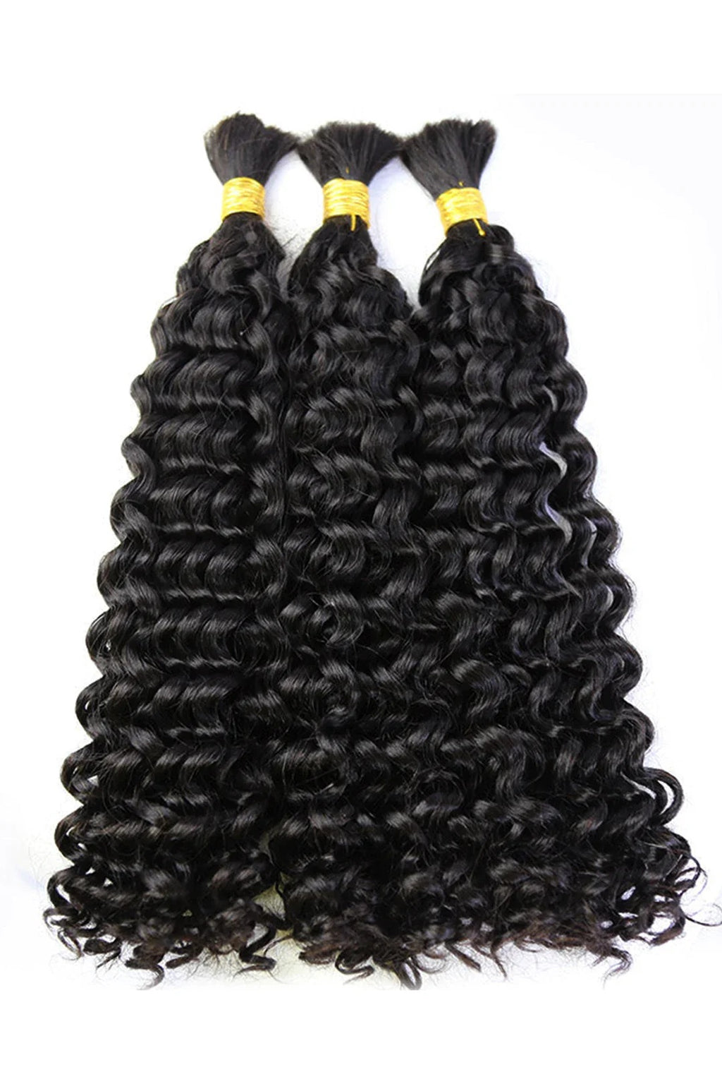 Boho Hair Bulk Virgin Remy Human Hair for Boho Braids, Water Wave Bulk for Braiding Bohemian Knotless Braids 100g #1B Natural Color