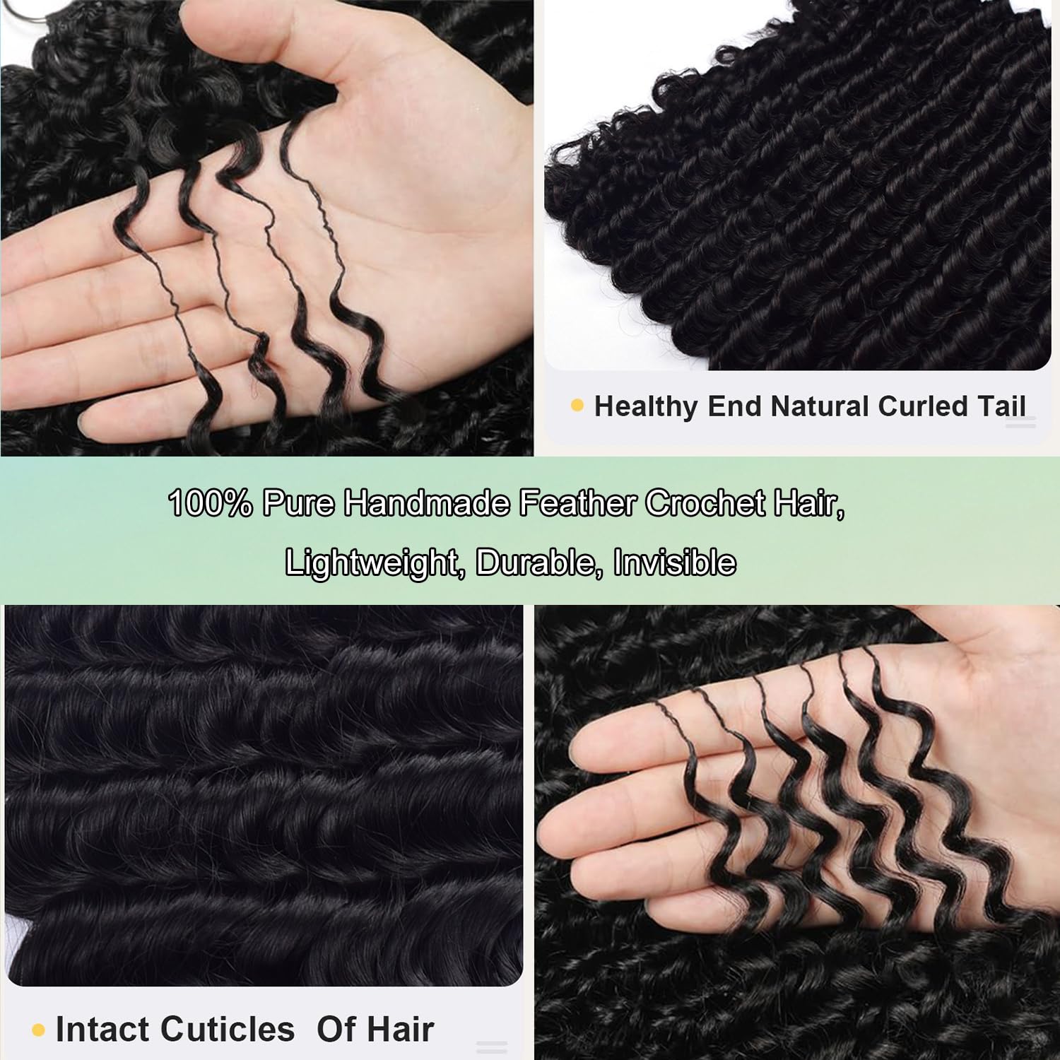 Feather Crochet Hair Virgin Human Hair Deep Wave Silky Soft Crochet Hair Braids 110g/bundle Natural Color